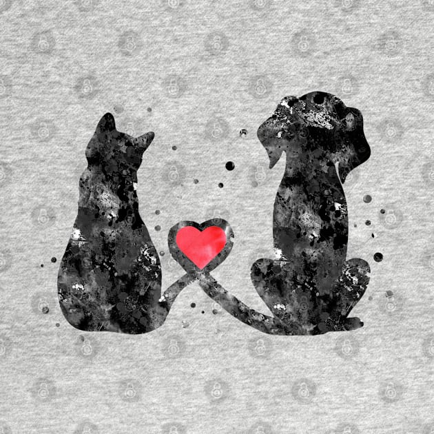 Cat and dog, by RosaliArt